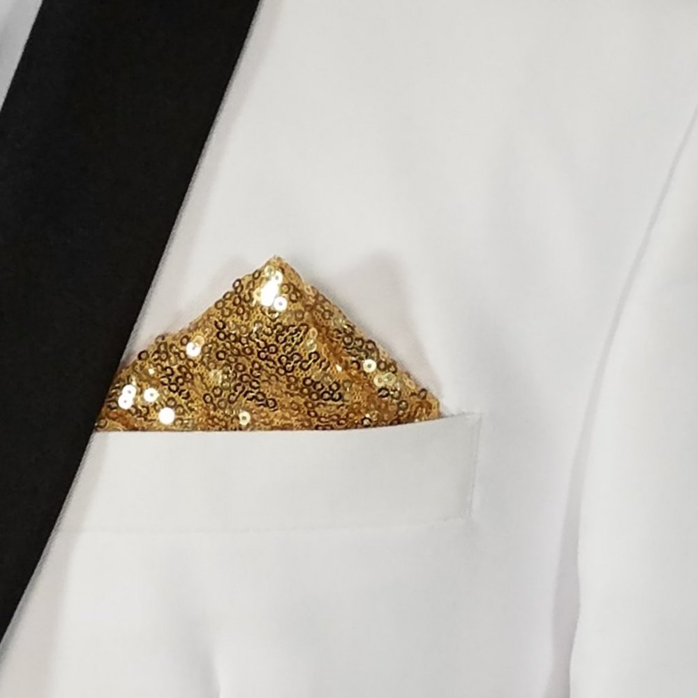 Men's Sequin Pre-Folded Pocket Square Insert - Gold